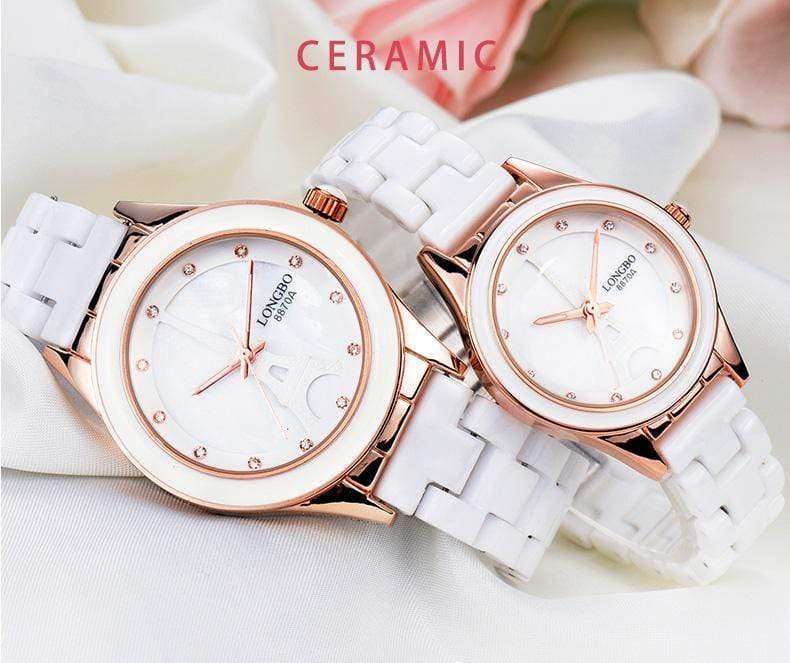 Planet Gates White Women Brand Men Women Luxury Couple Lovers Wrist Watches Fashion Geneva Watch Ceramic White Gold Strap Clock Reloj Mujer