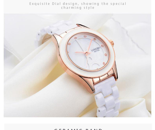 Planet Gates White Women Brand Men Women Luxury Couple Lovers Wrist Watches Fashion Geneva Watch Ceramic White Gold Strap Clock Reloj Mujer