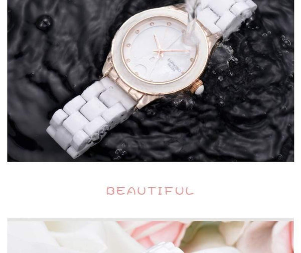 Planet Gates White Women Brand Men Women Luxury Couple Lovers Wrist Watches Fashion Geneva Watch Ceramic White Gold Strap Clock Reloj Mujer