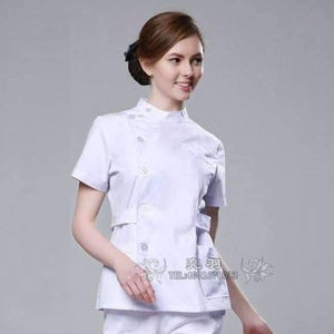 Planet Gates white women / S Summer women hospital customized logo medical scrub set design slim fit dental scrubs beauty salon nurse uniform spa