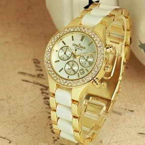 Planet Gates White Women's Watches Top Brand Luxury Rhinestone Watch Women Watches Calendar Ladies Watch Clock reloj mujer relogio feminino