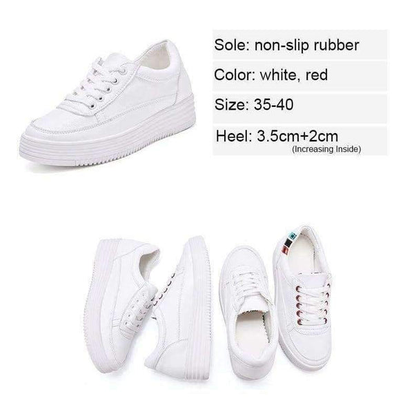 Planet Gates White Women Shoes / 5 APTESOL Fashion Height Increasing White Shoes Woman Breathable Platform Sneaker Ladies Casual Shoes Women's PU Vulcanize Shoes