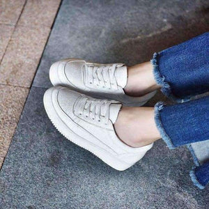 Planet Gates White Women Shoes / 5 APTESOL Fashion Height Increasing White Shoes Woman Breathable Platform Sneaker Ladies Casual Shoes Women's PU Vulcanize Shoes