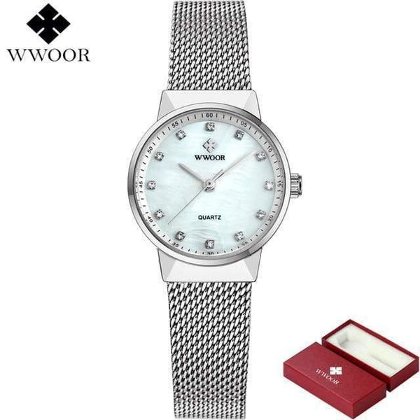 Planet Gates White Women Watches Quartz Waterproof Rose Gold Dress Ladies Watch Women Brand Luxury Mesh Bracelet Wrist Watch Relogio Feminino