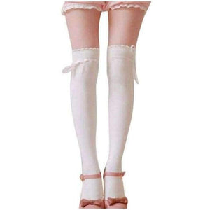 Planet Gates White Womens Over the Knee Girls Sexy Cotton High  Thigh High Hosiery