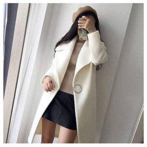 Planet Gates White Wool Blend Coat Women Lapel Long Parka Winter Jacket Cocoon Style Elegant Woolen Coat Thicken Female Outerwear C3745