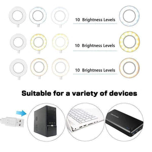 Planet Gates white Wrumava 2 in 1 LED Ring Selfie Light with Lazy Phone Holder 3 Brightness Holder Bracket Desk Lamp for iPhone Android phone