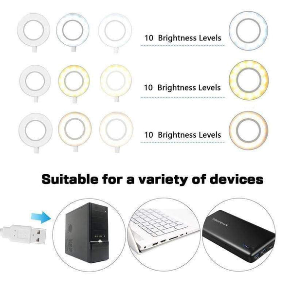 Planet Gates white Wrumava 2 in 1 LED Ring Selfie Light with Lazy Phone Holder 3 Brightness Holder Bracket Desk Lamp for iPhone Android phone