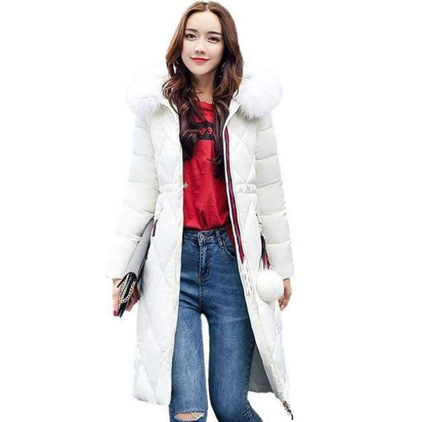 Planet Gates White / XL / China Winter coat thickened parka women stitching slim long winter coat down cotton ladies down parka down jacket women