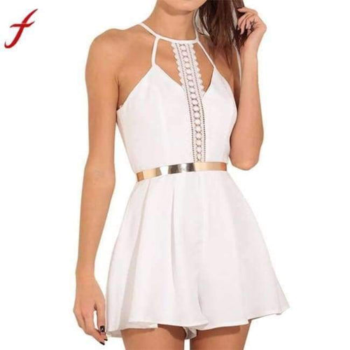 Planet Gates White / XS Jumpsuit for Women 2018 Solid Lace Sling Vest rompers womens jumpsuit Summer bodysuit women macacao feminino bodysuit