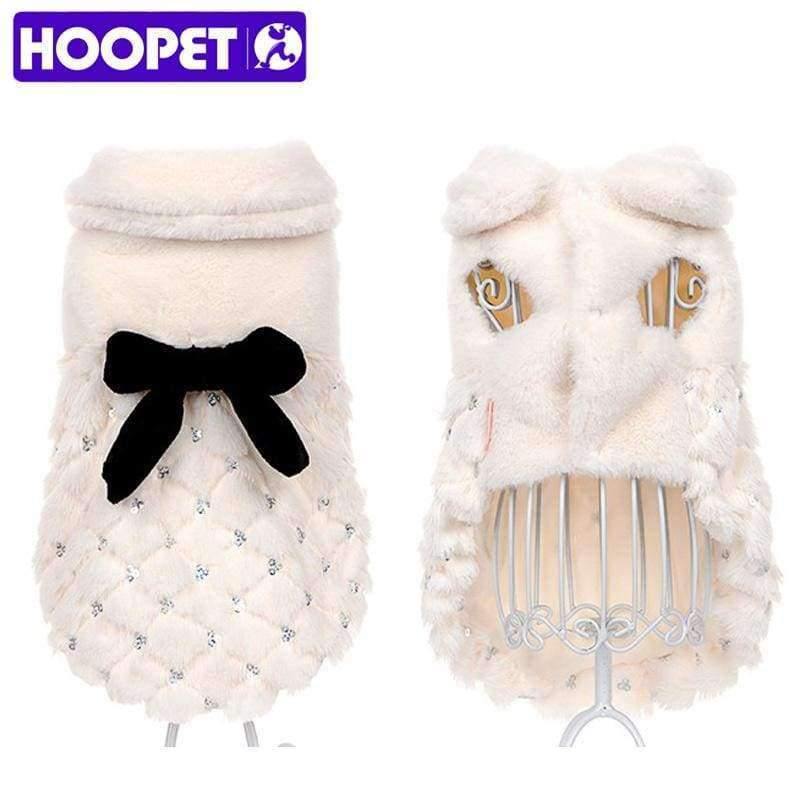 Planet Gates White / XS Pet Clothes Elegant Luxury Fur Winter Overcoat Small Dog Cat Clothes Bowknot Chihuahua