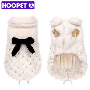 Planet Gates White / XS Pet Clothes Elegant Luxury Fur Winter Overcoat Small Dog Cat Clothes Bowknot Chihuahua