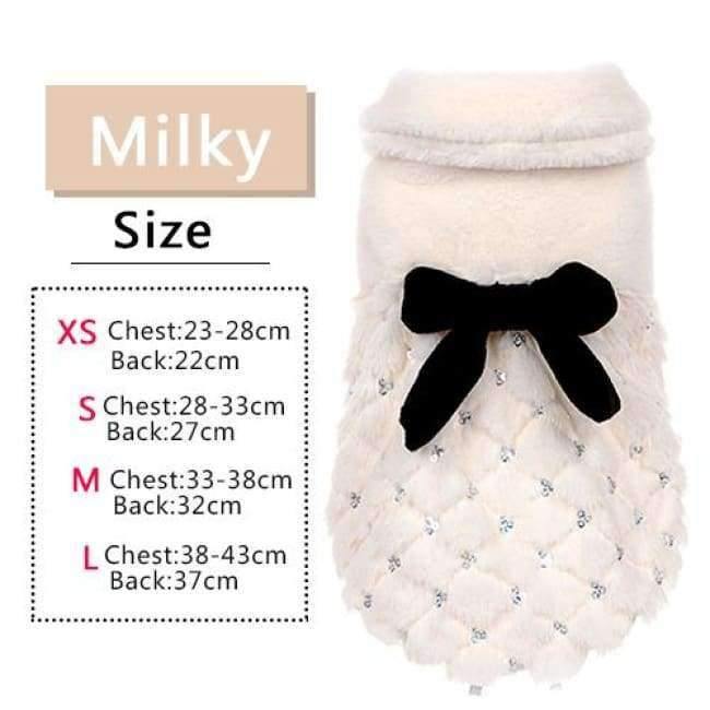 Planet Gates White / XS Pet Clothes Elegant Luxury Fur Winter Overcoat Small Dog Cat Clothes Bowknot Chihuahua