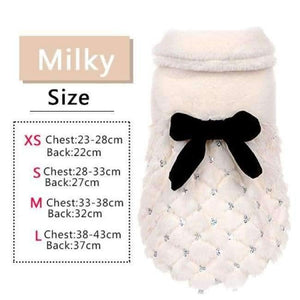 Planet Gates White / XS Pet Clothes Elegant Luxury Fur Winter Overcoat Small Dog Cat Clothes Bowknot Chihuahua