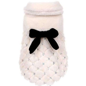 Planet Gates White / XS Pet Clothes Elegant Luxury Fur Winter Overcoat Small Dog Cat Clothes Bowknot Chihuahua