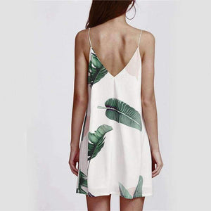 Planet Gates White / XS Sheinside White Beach Cami Summer Dress Women Palm Leaf Print Double V Neck Casual Shift Dresses Sexy Sleeveless Vacation Dress