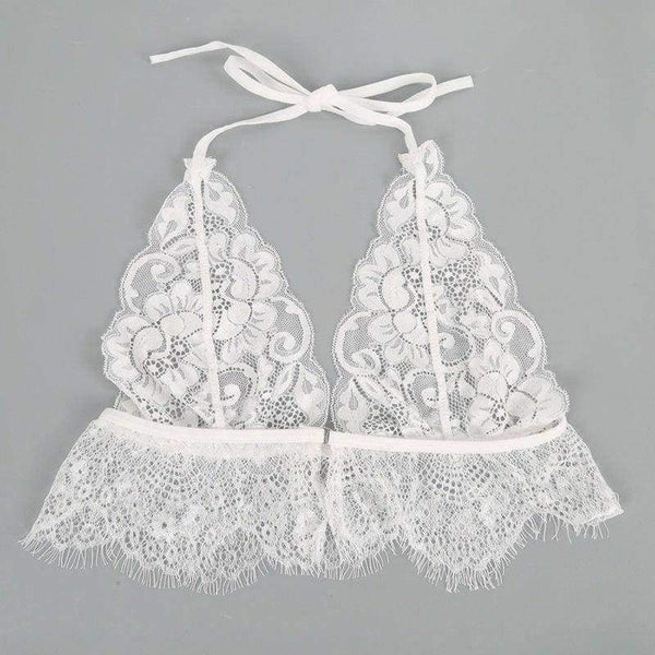 Planet Gates White / XXL New Lace Letter Printed Lounge Underwear Sexy Lingerie Bra Set White Ultra-thin Transparent Female  Lace Bras