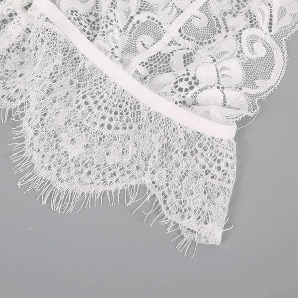 Planet Gates White / XXL New Lace Letter Printed Lounge Underwear Sexy Lingerie Bra Set White Ultra-thin Transparent Female  Lace Bras