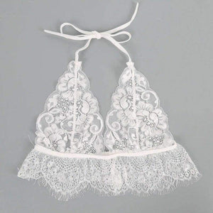 Planet Gates White / XXL New Lace Letter Printed Lounge Underwear Sexy Lingerie Bra Set White Ultra-thin Transparent Female  Lace Bras