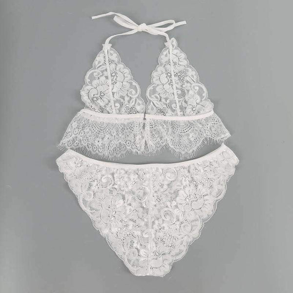 Planet Gates White / XXL New Lace Letter Printed Lounge Underwear Sexy Lingerie Bra Set White Ultra-thin Transparent Female  Lace Bras