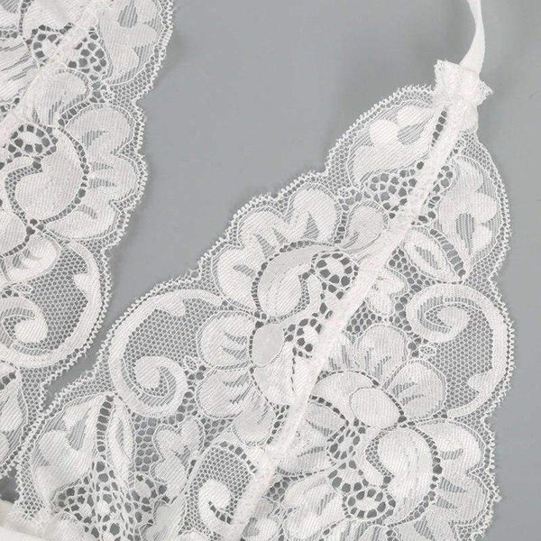 Planet Gates White / XXL New Lace Letter Printed Lounge Underwear Sexy Lingerie Bra Set White Ultra-thin Transparent Female  Lace Bras