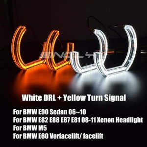 Planet Gates White Yellow 1 LED Angel Eyes Halo Rings 3D DTM LCI M4 Style For BMW E90 E92 F30 F31 E60 E82 M5 Turn Signal White Yellow Switchback Accessories