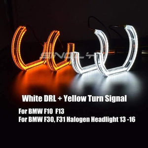 Planet Gates White Yellow 3 LED Angel Eyes Halo Rings 3D DTM LCI M4 Style For BMW E90 E92 F30 F31 E60 E82 M5 Turn Signal White Yellow Switchback Accessories