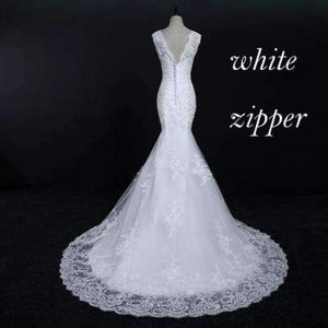 Planet Gates white zipper / 2 New Arrival Lace Mermaid Wedding Dresses 2017 Plus Size Bridal Alibaba Wedding Gowns Real Photo Free Shipping FSM-144M