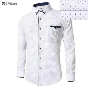 Planet Gates White014 / EU Размер S Ново пристигане 2018 Бяла риза с дълъг ръкав Мъжка бизнес ежедневна риза Мъжки официални ризи Удобно облекло Камиса Маскулина