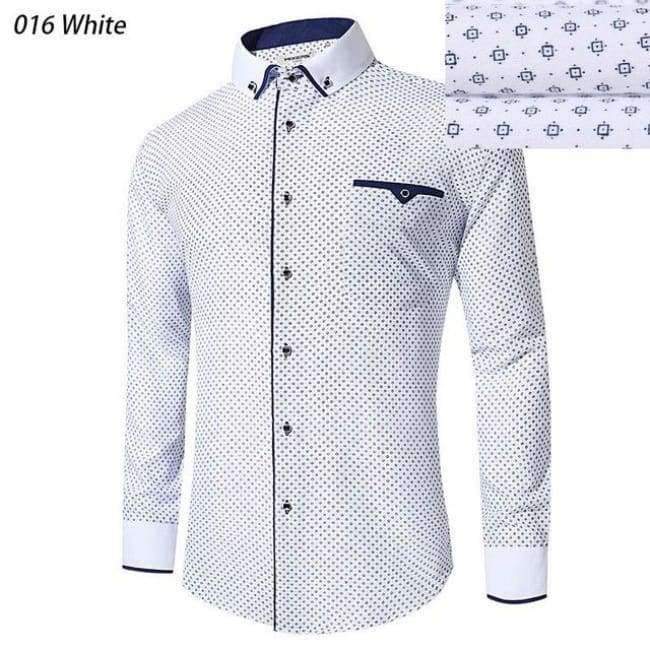 Planet Gates Blue018 / EU Size S New Arrival 2018 White Shirt Men Long Sleeve Business Casual Shirts Men Dress Shirts Comfortable Clothing Camisa Masculina