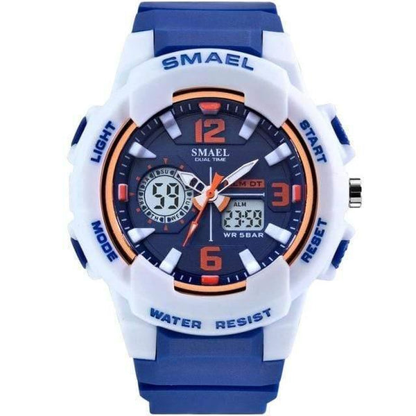 Planet Gates WhiteBlue Digital Wristwatch for Kids  Student Watches Male Clock Boys Girls Men Sport Waterproof 1643 Children Watches LED Backlight
