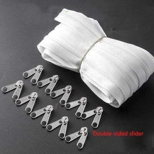 Planet Gates WhiteDouble-sided / 3# / 10M20PCSilder10Stopp Meetee 10/20M Nylon 3# Coil Zipper With Slider & Stopper For Quilt Bags Tent Invisible Clothing Zip Sewing Crafts Accessories