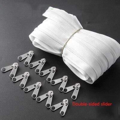 Planet Gates WhiteDouble-sided / 3# / 10M20PCSilder10Stopp Meetee 10/20M Nylon 3# Coil Zipper With Slider & Stopper For Quilt Bags Tent Invisible Clothing Zip Sewing Crafts Accessories