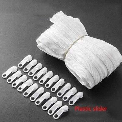Planet Gates Whiteplasticslider / 3# / 10M20PCSilder10Stopp Meetee 10/20M Nylon 3# Coil Zipper With Slider & Stopper For Quilt Bags Tent Invisible Clothing Zip Sewing Crafts Accessories