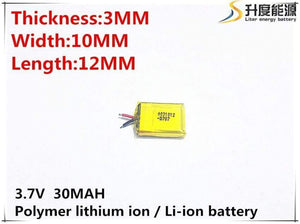 Wholesale 10pcs 3.7V 30mAh 301012 Accumulator Lithium Polymer Li-ion Rechargeable Battery For Mp3 Mp4 PAD DVD DIY bluetooth