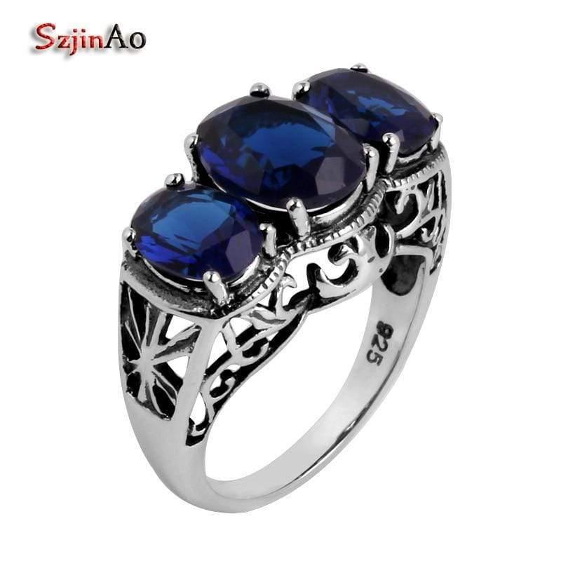 Planet Gates Wholesale and retail s classic ancient silver ring exquisite decorative pattern sapphire ring
