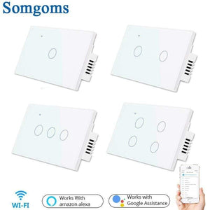 Planet Gates Wifi Wall Touch Sensitive Switch Remote Control 1 2 3 4 Gang Wireless Led Light Smart Touch Screen Switch Glass US Standard