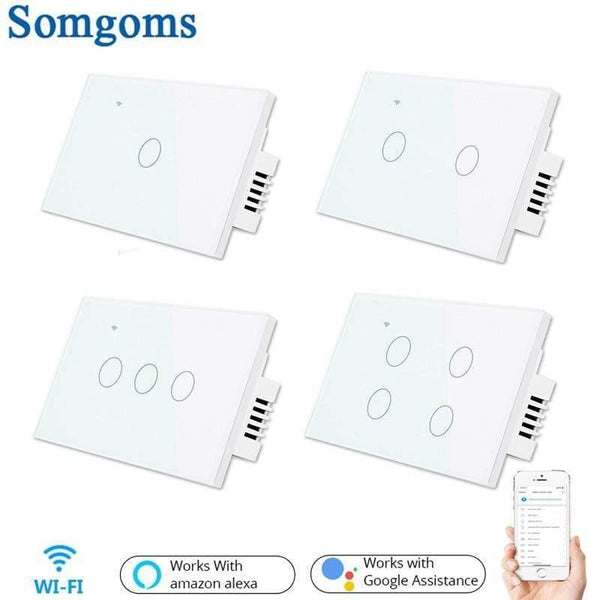 Planet Gates Wifi Wall Touch Sensitive Switch Remote Control 1 2 3 4 Gang Wireless Led Light Smart Touch Screen Switch Glass US Standard