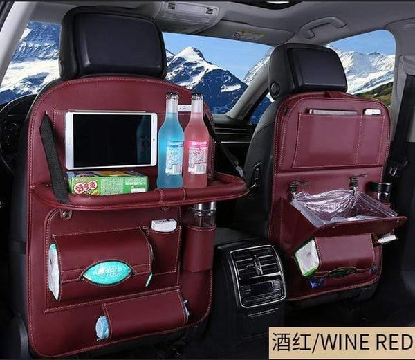 Planet Gates Wind Red 1 piece Car Seat Organizer PU Leather Auto Seat Back Storage Bag Multifunctional Container Cup iPad Phone Holder Srorage Solutions