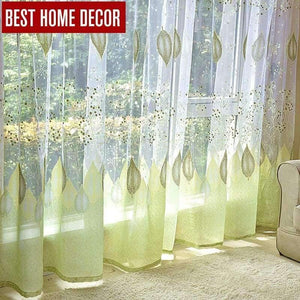Planet Gates Window curtains for living room the bedroom the kitchen modern tulle curtains green leaves fabric blinds drapes