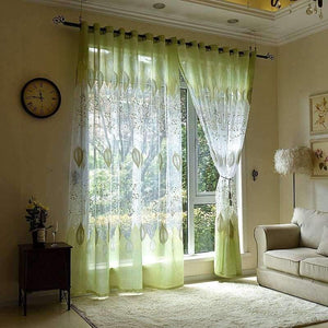Planet Gates Window curtains for living room the bedroom the kitchen modern tulle curtains green leaves fabric blinds drapes