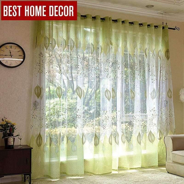 Planet Gates Window curtains for living room the bedroom the kitchen modern tulle curtains green leaves fabric blinds drapes