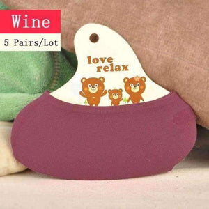 Planet Gates Wine / Free Size 5 Pairs/Lot Solid Color Short Ankle Women Socks Casual Non-slip Invisible Socks 10 Colors  New Fashion