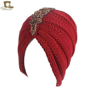 Planet Gates Wine NEW Winter Warm Women Slouchy Beanie Beaded Flower Knit Turban Skull Cap Peaded Baggy Knitted Hat