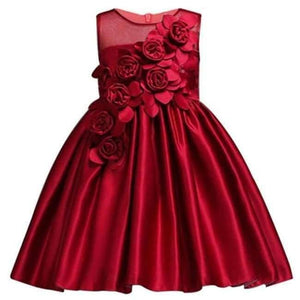 Planet Gates wine red 1 / 3T Girl Dress Party Birthday wedding princess Toddler baby Girls Christmas Clothes Children Kids Girl Dresses
