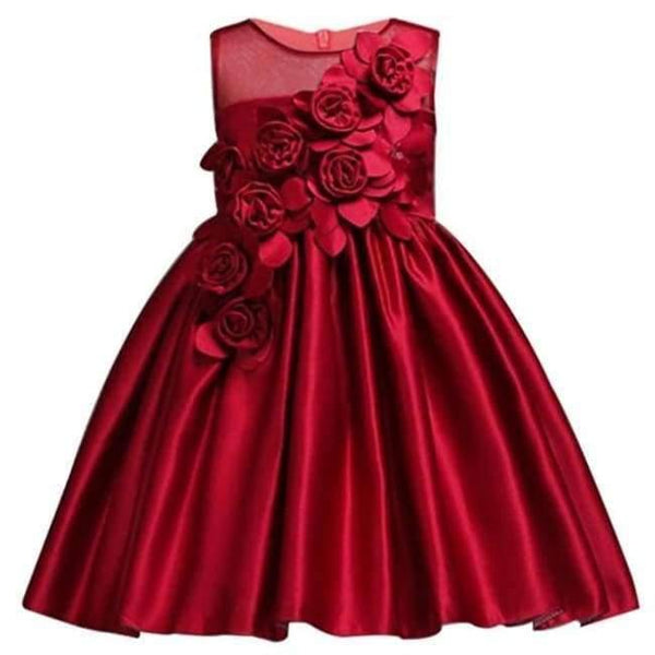 Planet Gates wine red 1 / 3T Girl Dress Party Birthday wedding princess Toddler baby Girls Christmas Clothes Children Kids Girl Dresses