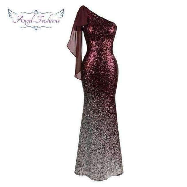 Planet Gates Wine Red / 12 / China Angel-fashions Formal Dresses Contrast Color Gradient Sequin Mermaid Evening Dresses 286