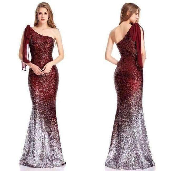 Planet Gates Wine red / 12 / China Angel-fashions Long Evening Dress Vintage Sequin Gradient Mermaid Dresses Blue 286