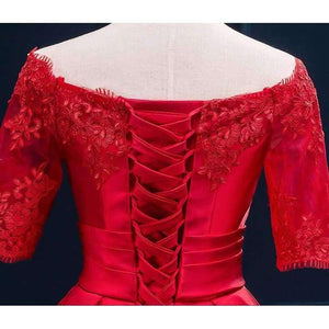 Planet Gates wine red / 2 Jersey Short Sleeve Ball Gown Embroidery Lace Special Occasion Women Evening Party Knee Length robe de Cocktail Dresses