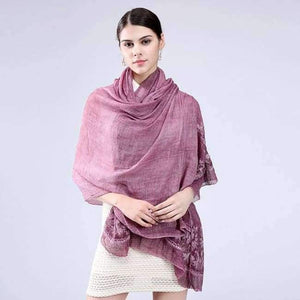 Planet Gates Wine red / 200 X 95 cm New Vintga Floral Embroidery Scarf and Wrap for Women Chinese Style 200*95 cm Overlength Retro Flower Beach Shawl